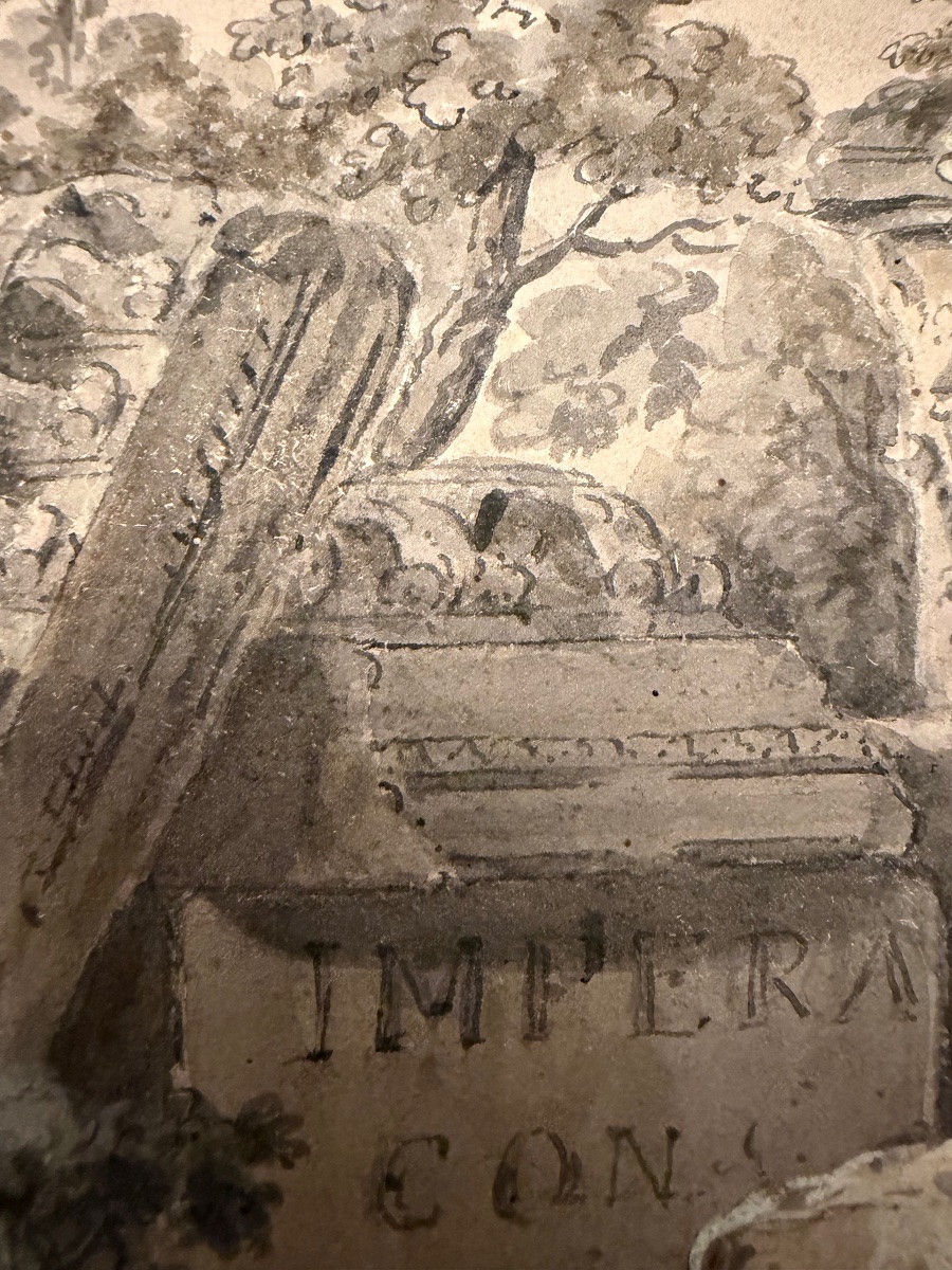 Drawing, End Of The 18 Teen Century. Grand Tour Souvenir, Roman Ruins. -photo-3