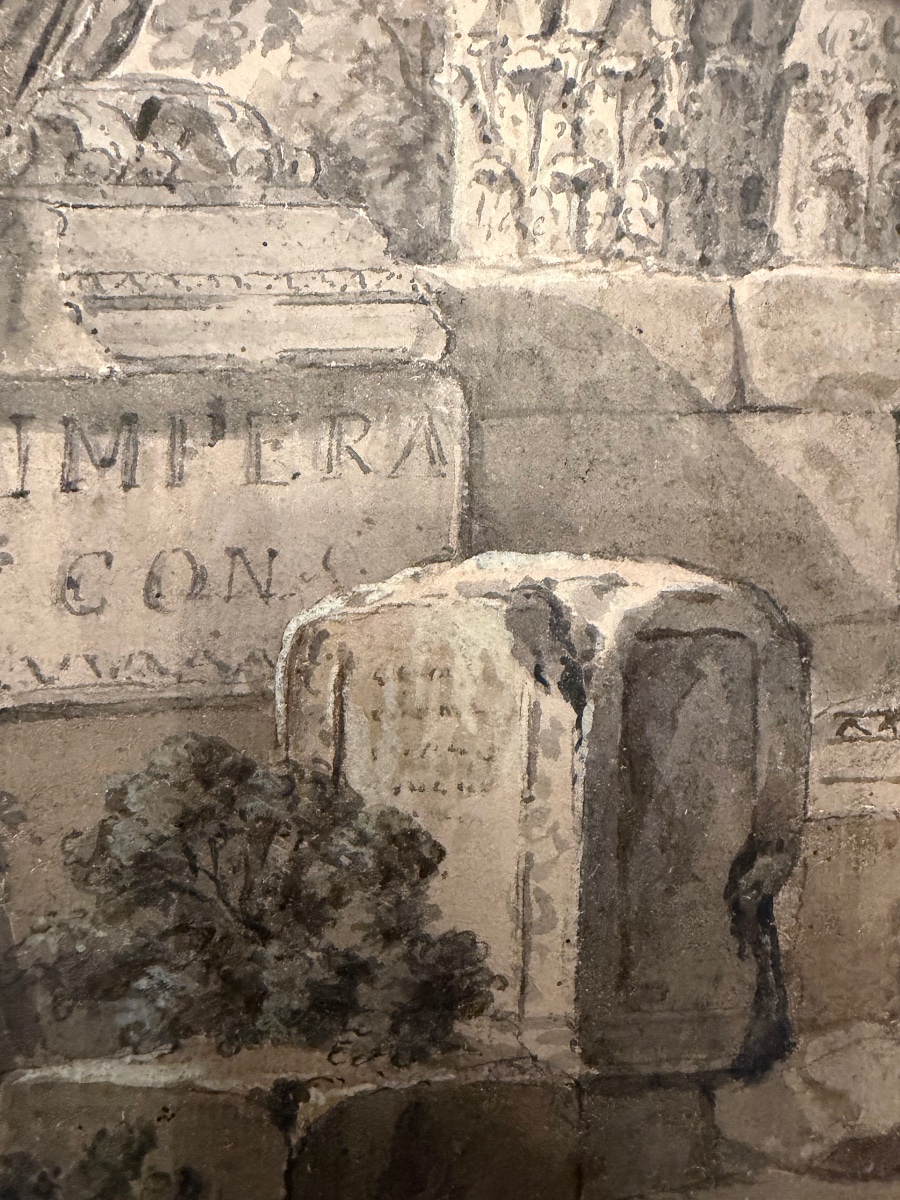 Drawing, End Of The 18 Teen Century. Grand Tour Souvenir, Roman Ruins. -photo-4
