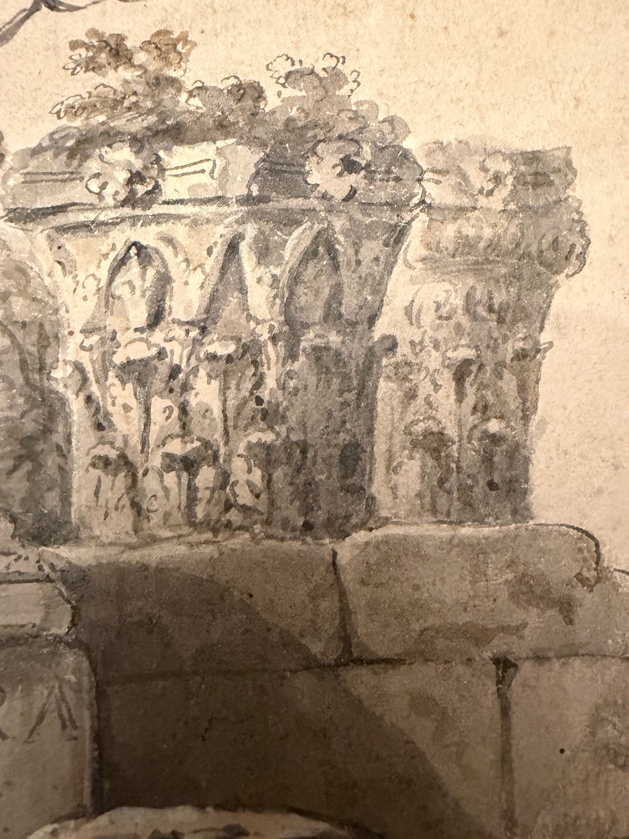Drawing, End Of The 18 Teen Century. Grand Tour Souvenir, Roman Ruins. -photo-5