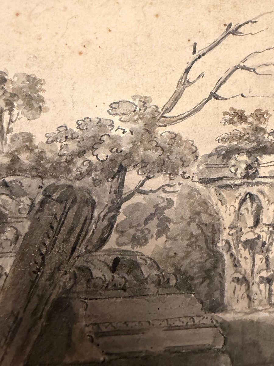 Drawing, End Of The 18 Teen Century. Grand Tour Souvenir, Roman Ruins. -photo-6