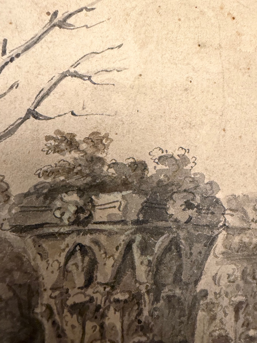 Drawing, End Of The 18 Teen Century. Grand Tour Souvenir, Roman Ruins. -photo-7
