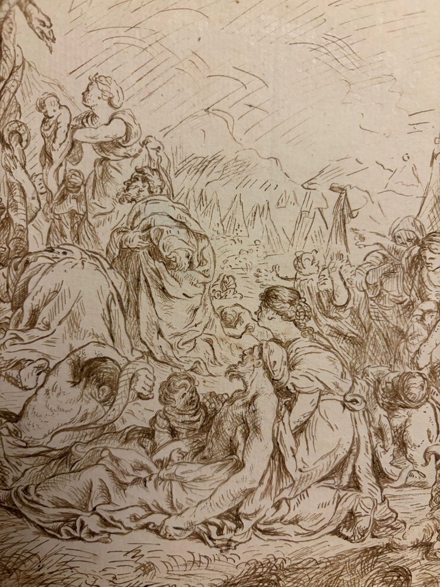 Dessin d’après Subleyras, « Moïse et le serpent d’airain », XVIII eme siècle. -photo-2