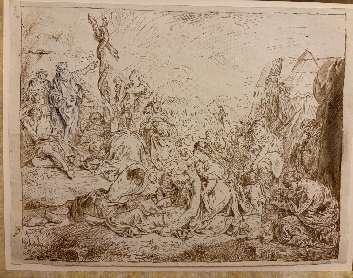 Dessin d’après Subleyras, « Moïse et le serpent d’airain », XVIII eme siècle. 