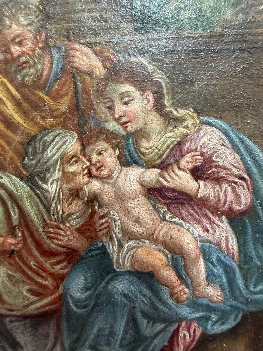 A Small Oil Painting On Copper, *the Holy Family, With St. John And St. Anne*. After Noël Coypel, -photo-2
