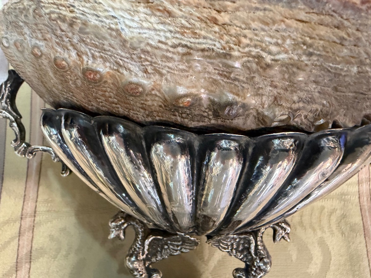 Cup In Solid Silver, With A Shell In Mother Of Park Sticked On It-photo-2