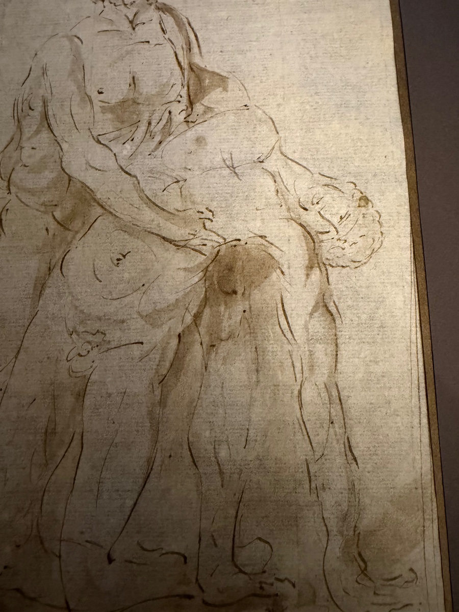 17th-century Italian Drawing. Brown Ink And Ink Wash. Menelas Wearing Patrocle, Dead. -photo-2