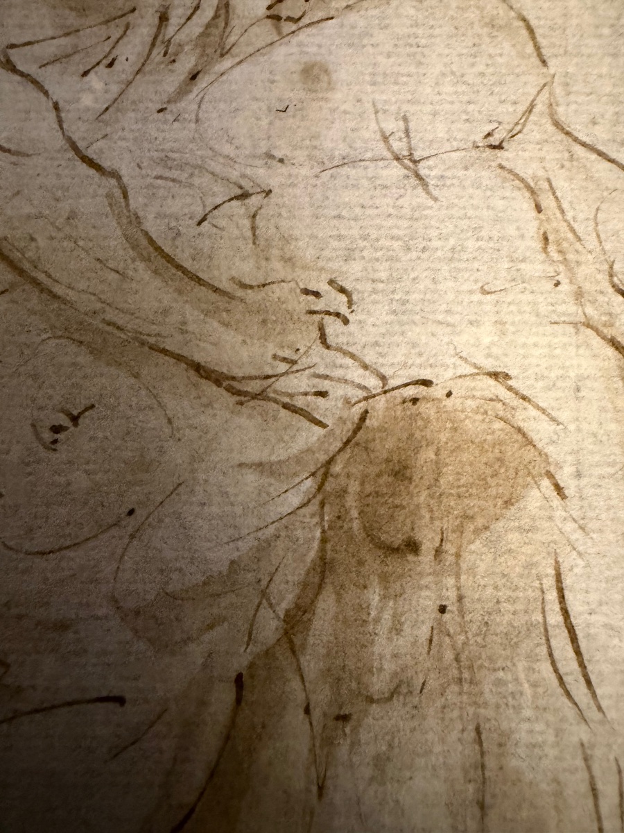 17th-century Italian Drawing. Brown Ink And Ink Wash. Menelas Wearing Patrocle, Dead. -photo-3