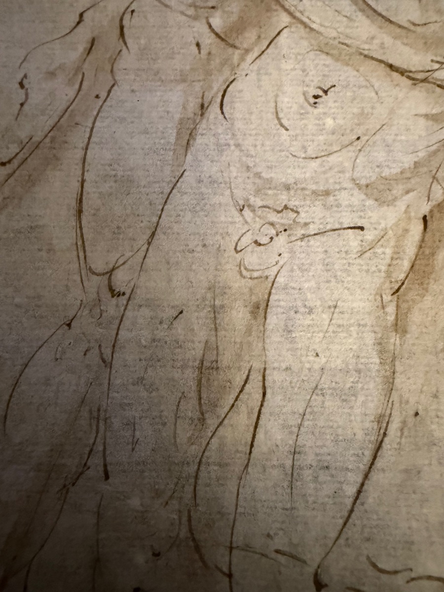 17th-century Italian Drawing. Brown Ink And Ink Wash. Menelas Wearing Patrocle, Dead. -photo-4