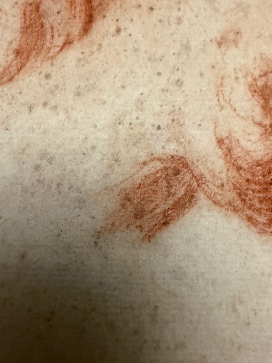 Dessin à la sanguine, tête du Christ, XVIII éme siècle. France.-photo-3