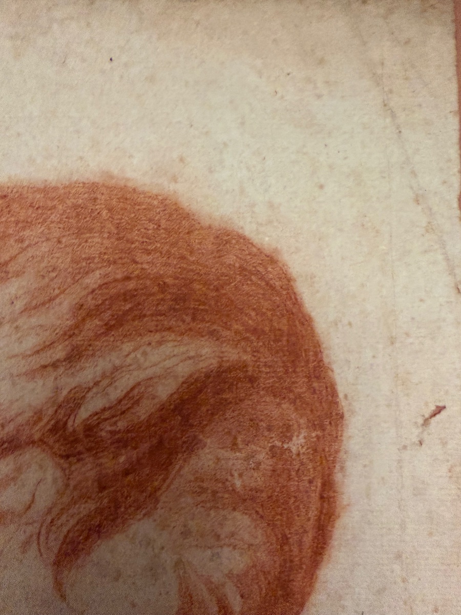 Dessin à la sanguine, tête du Christ, XVIII éme siècle. France.-photo-6