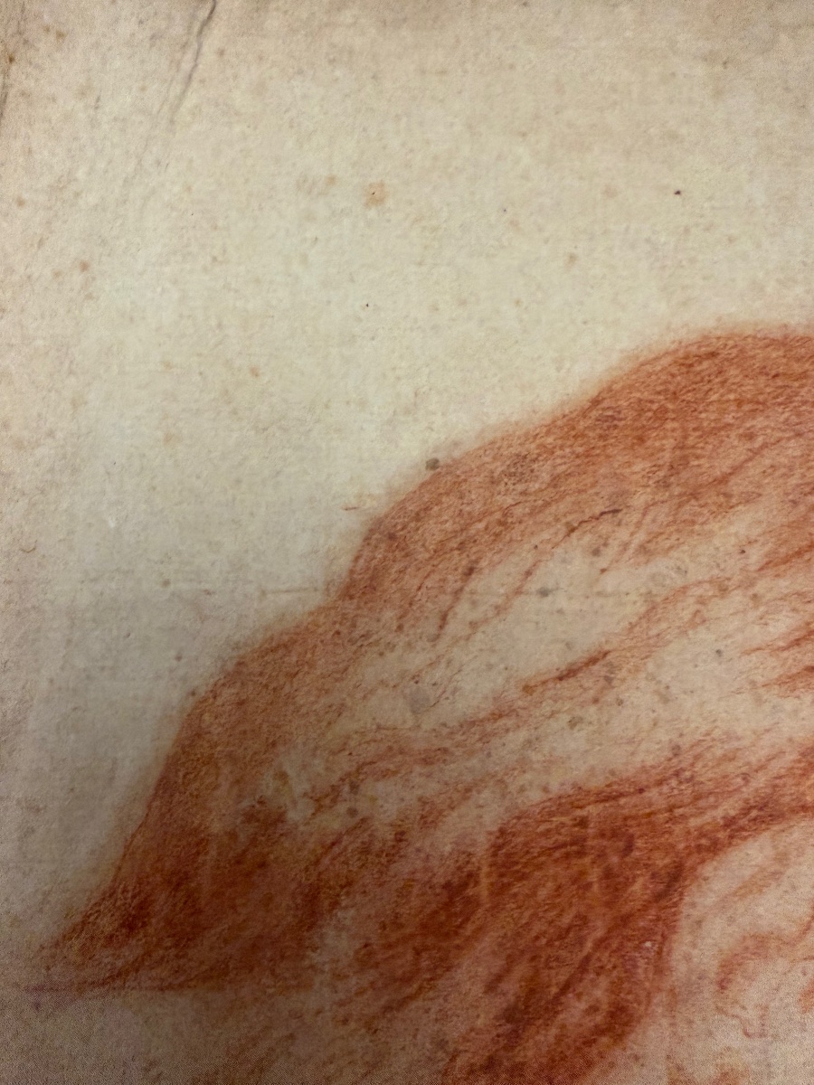 Dessin à la sanguine, tête du Christ, XVIII éme siècle. France.-photo-7