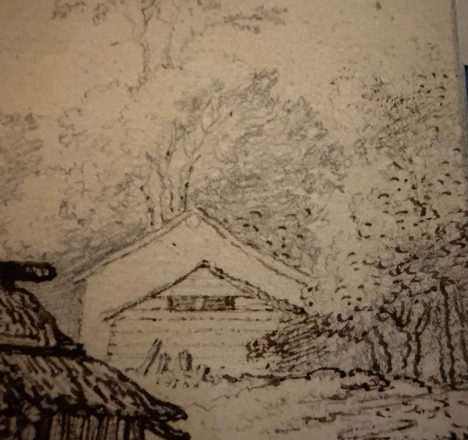 Brown-ink Drawing, Lively Landscape, Germany, Fir Trees, River, Old Houses. Late 18th Century.-photo-3