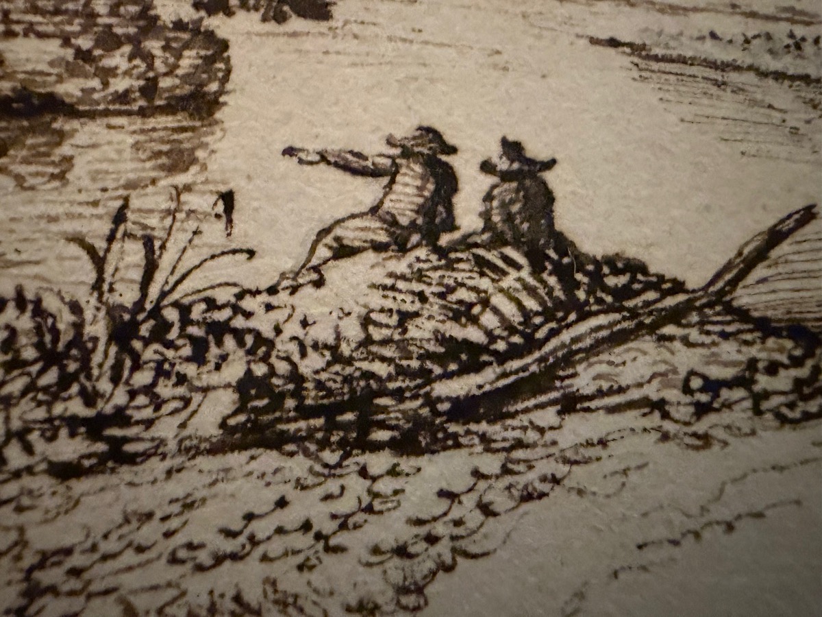 Brown-ink Drawing, Lively Landscape, Germany, Fir Trees, River, Old Houses. Late 18th Century.-photo-6