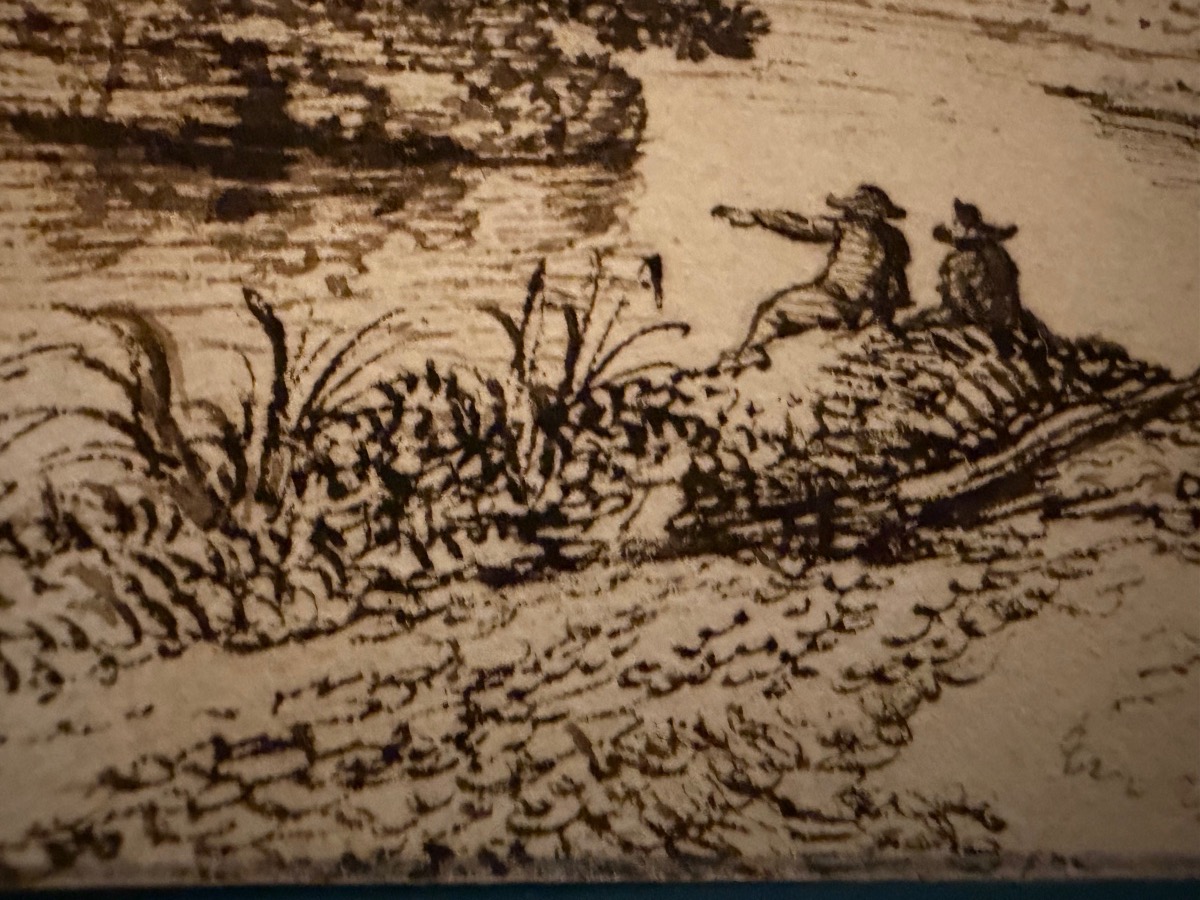 Brown-ink Drawing, Lively Landscape, Germany, Fir Trees, River, Old Houses. Late 18th Century.-photo-8