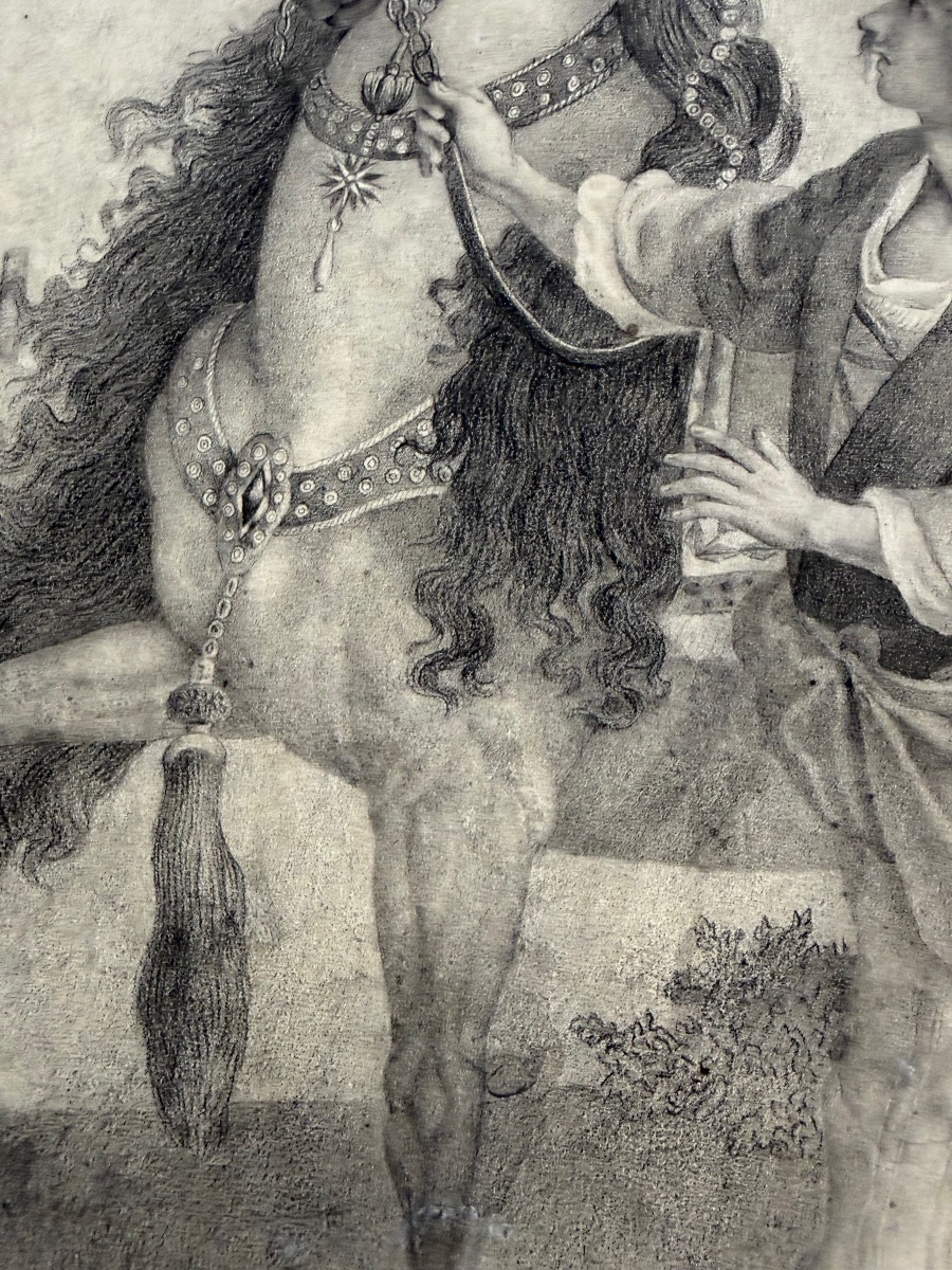 Black Chalk Drawing, Dated 1822, “the Persian Horse.”-photo-2