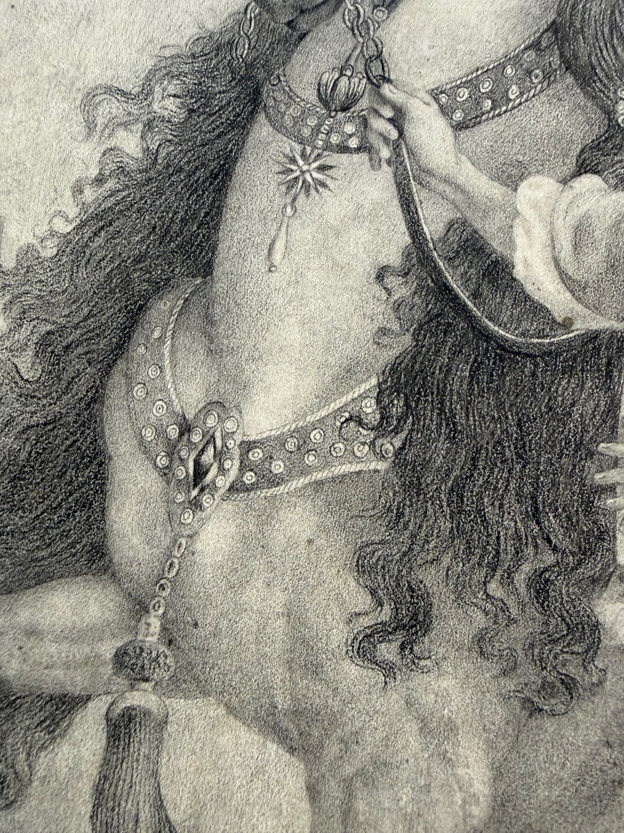 Black Chalk Drawing, Dated 1822, “the Persian Horse.”-photo-6