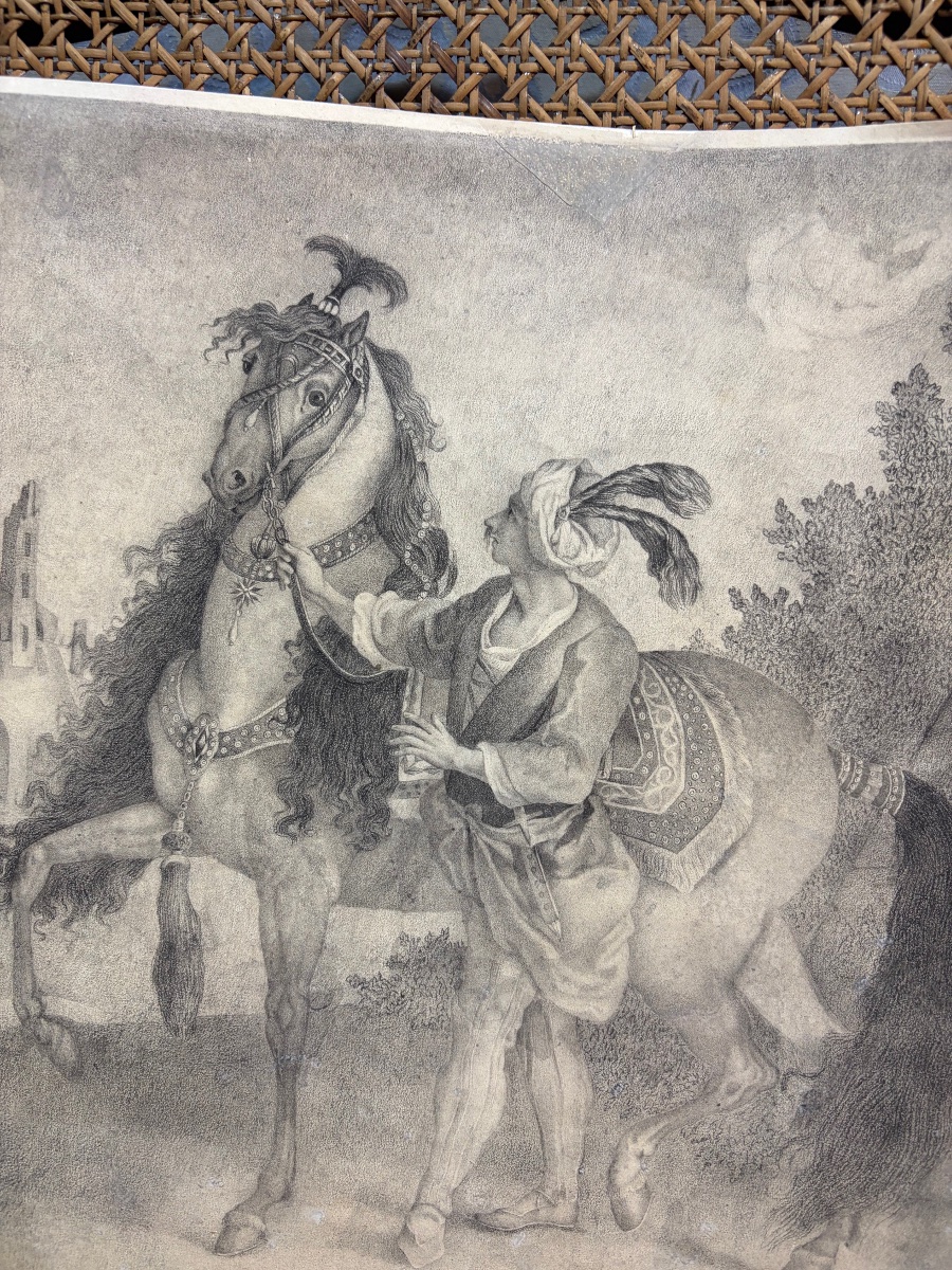Black Chalk Drawing, Dated 1822, “the Persian Horse.”-photo-8