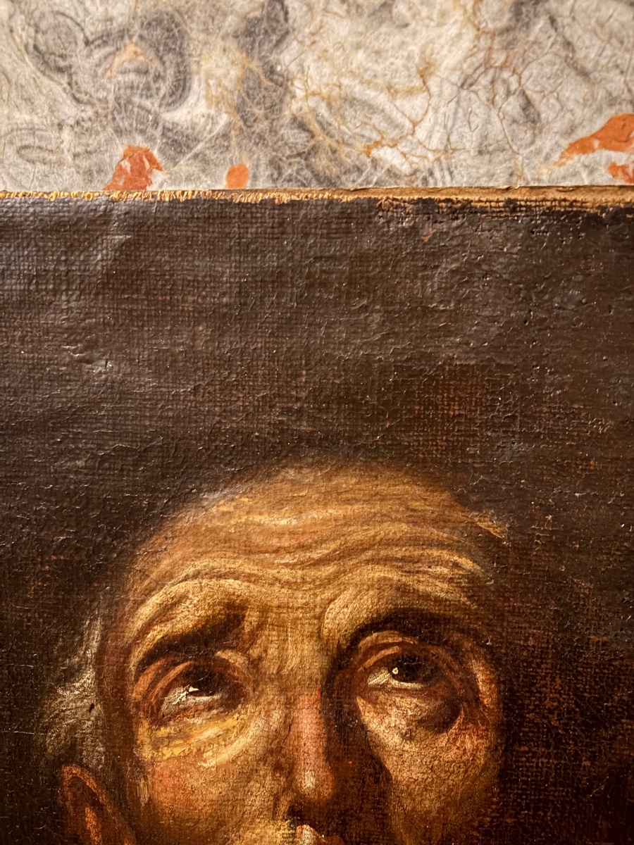 Oil Portrait Of A Monk Or A Holy Man, His Eyes Turned Toward The Sky. 17th Century.-photo-2