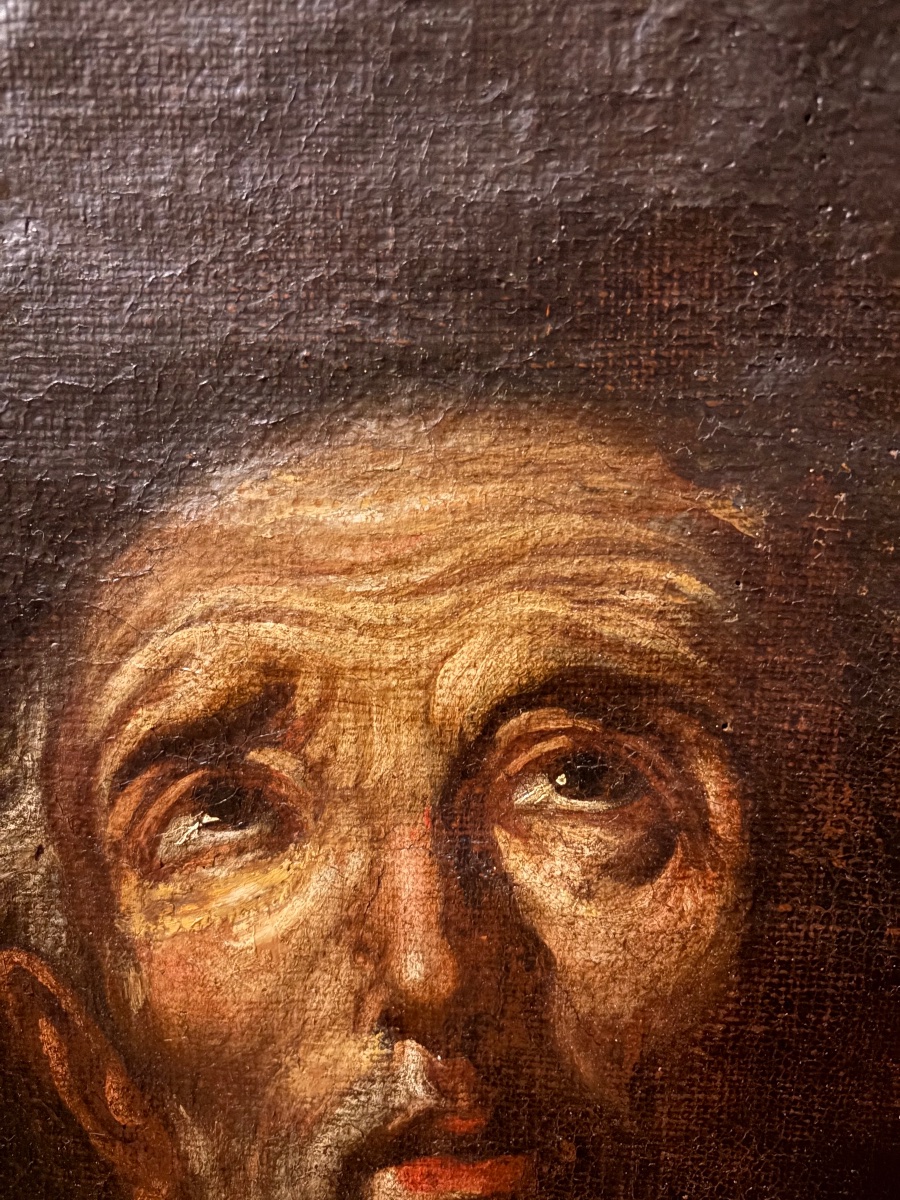 Oil Portrait Of A Monk Or A Holy Man, His Eyes Turned Toward The Sky. 17th Century.-photo-4