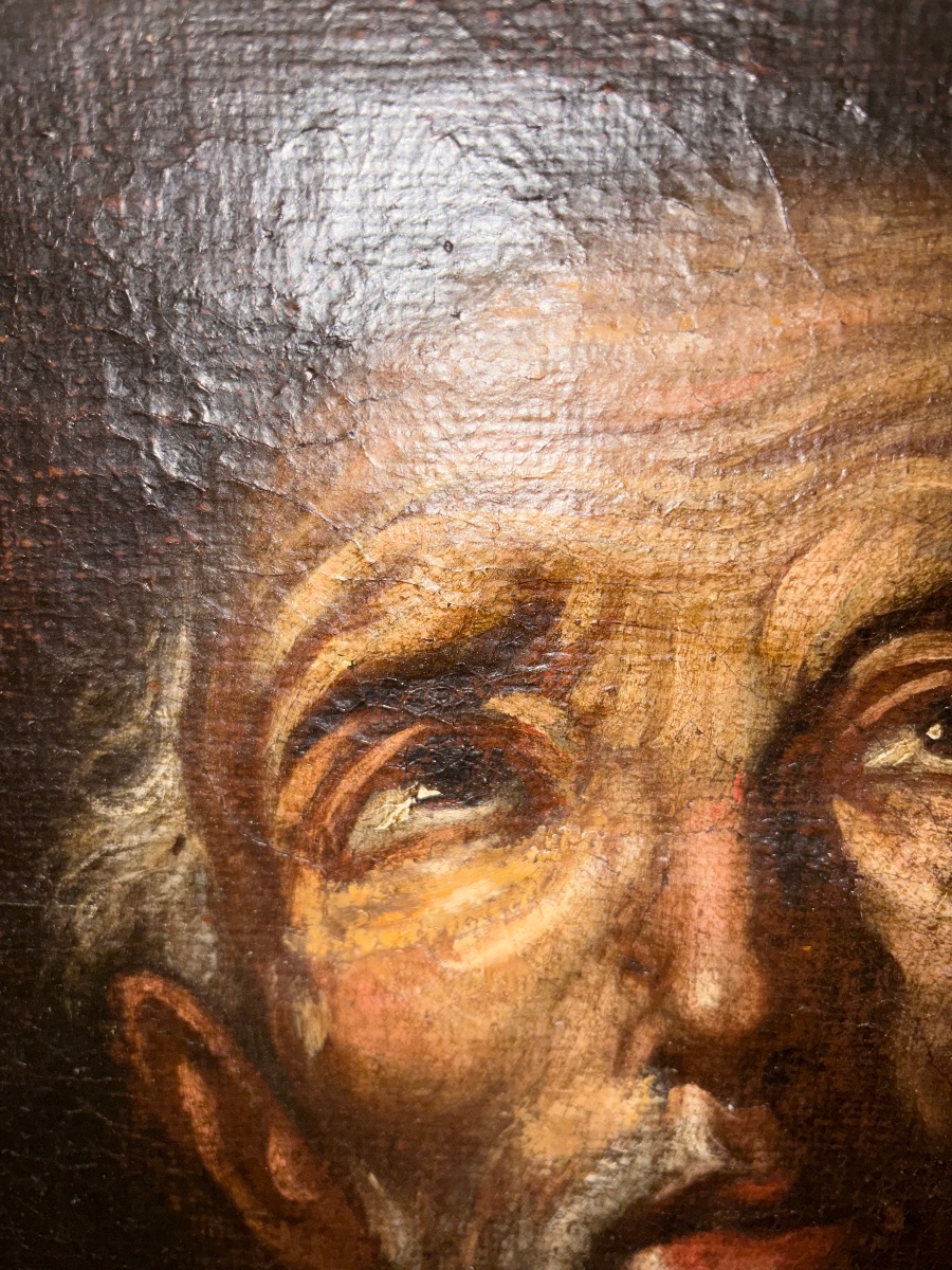Oil Portrait Of A Monk Or A Holy Man, His Eyes Turned Toward The Sky. 17th Century.-photo-6