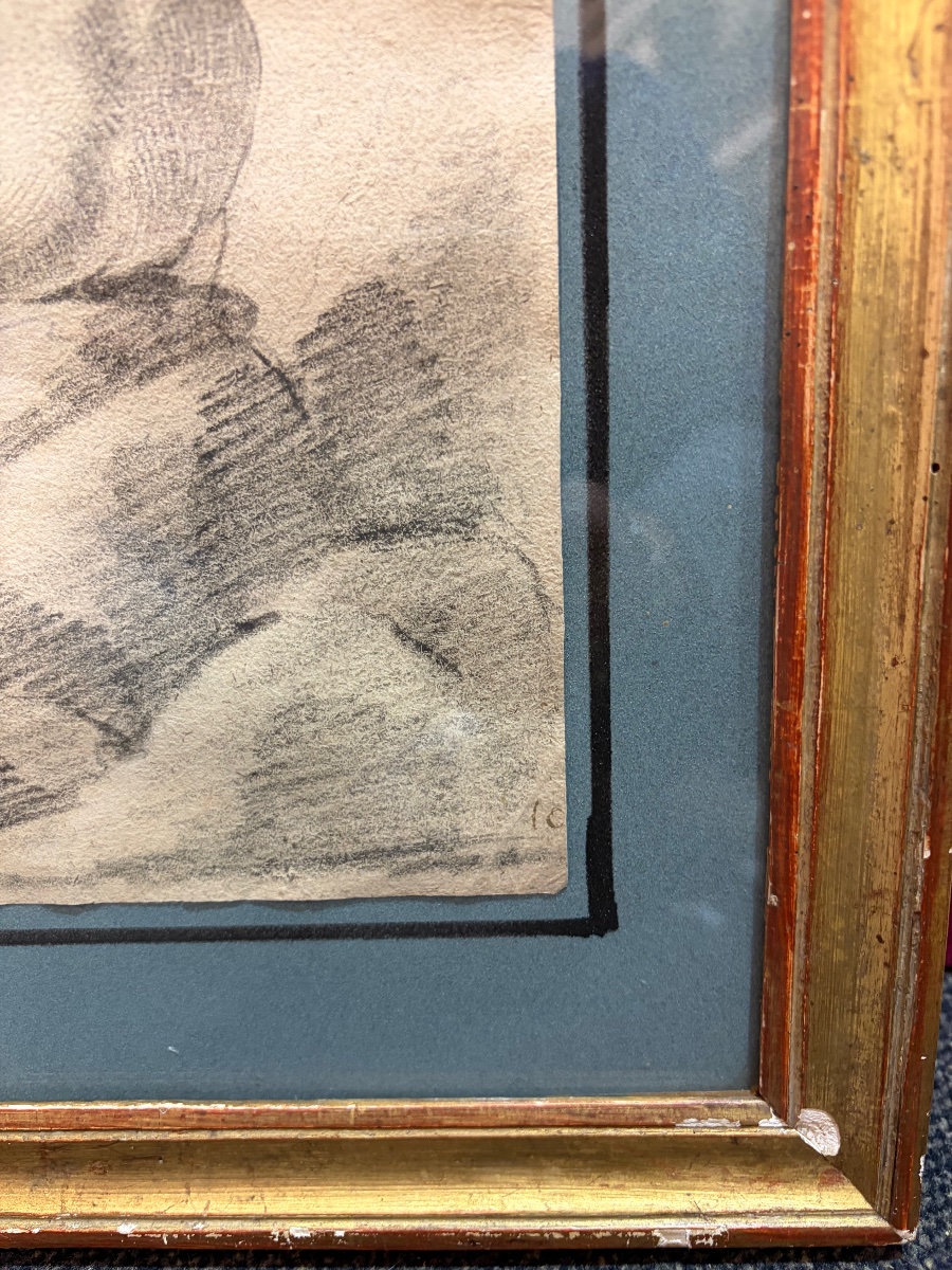 Black Chalk Drawing, Study Of A Girl Seen From Behind, 18th Century, France.-photo-8