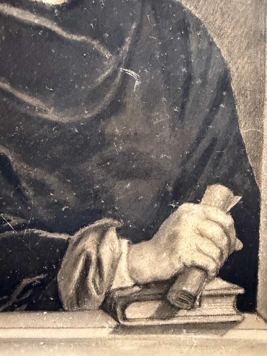 Drawing In Black Chalk And Stump By Robert Arnaud D’andilly, After Ph. De Champaigne.-photo-4