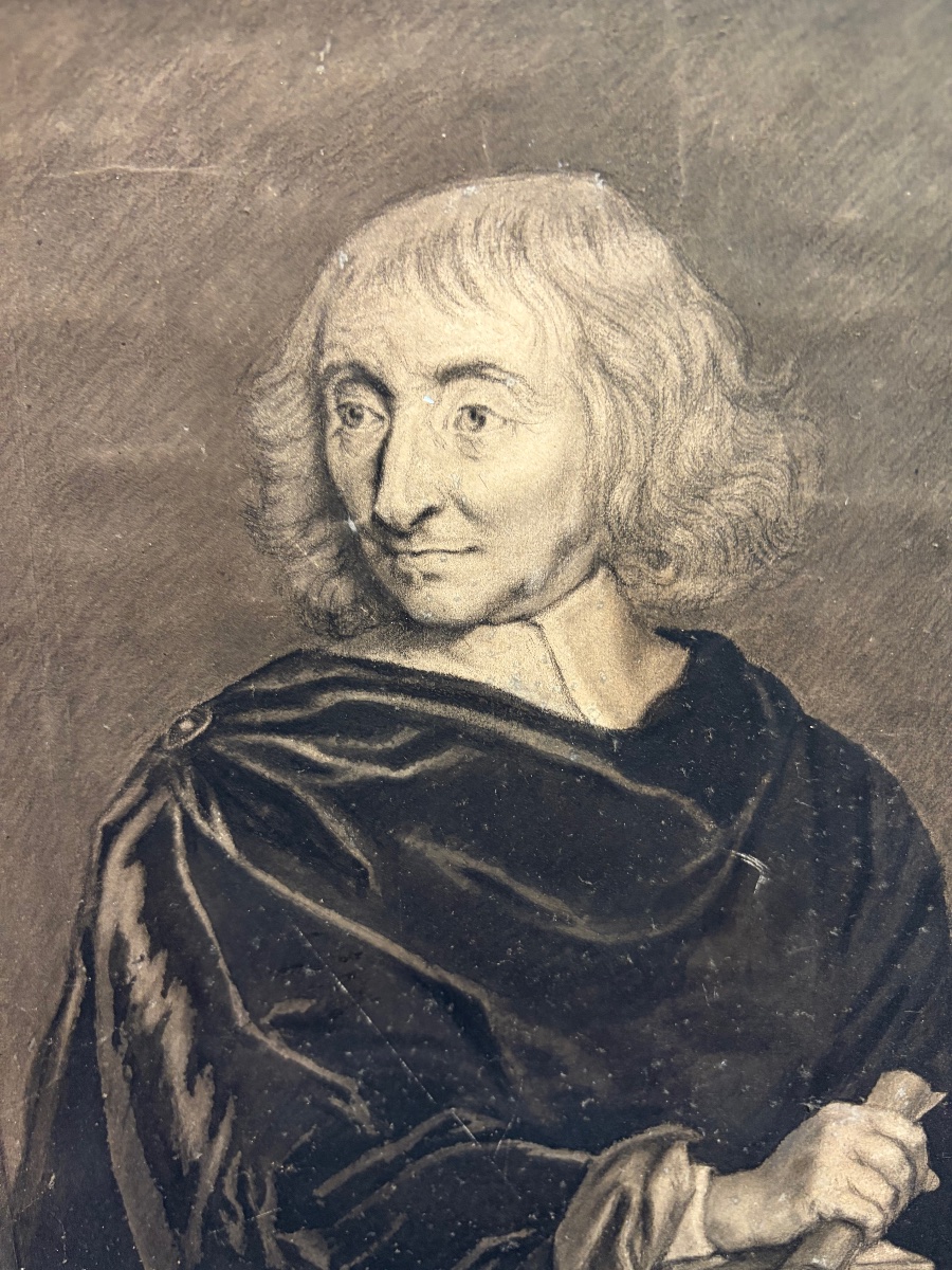 Drawing In Black Chalk And Stump By Robert Arnaud D’andilly, After Ph. De Champaigne.-photo-1