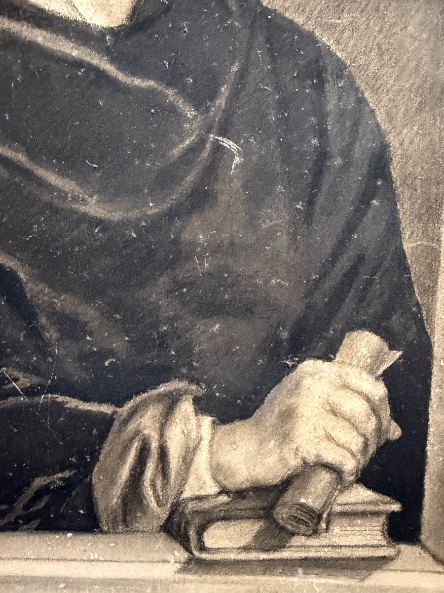 Drawing In Black Chalk And Stump By Robert Arnaud D’andilly, After Ph. De Champaigne.-photo-5