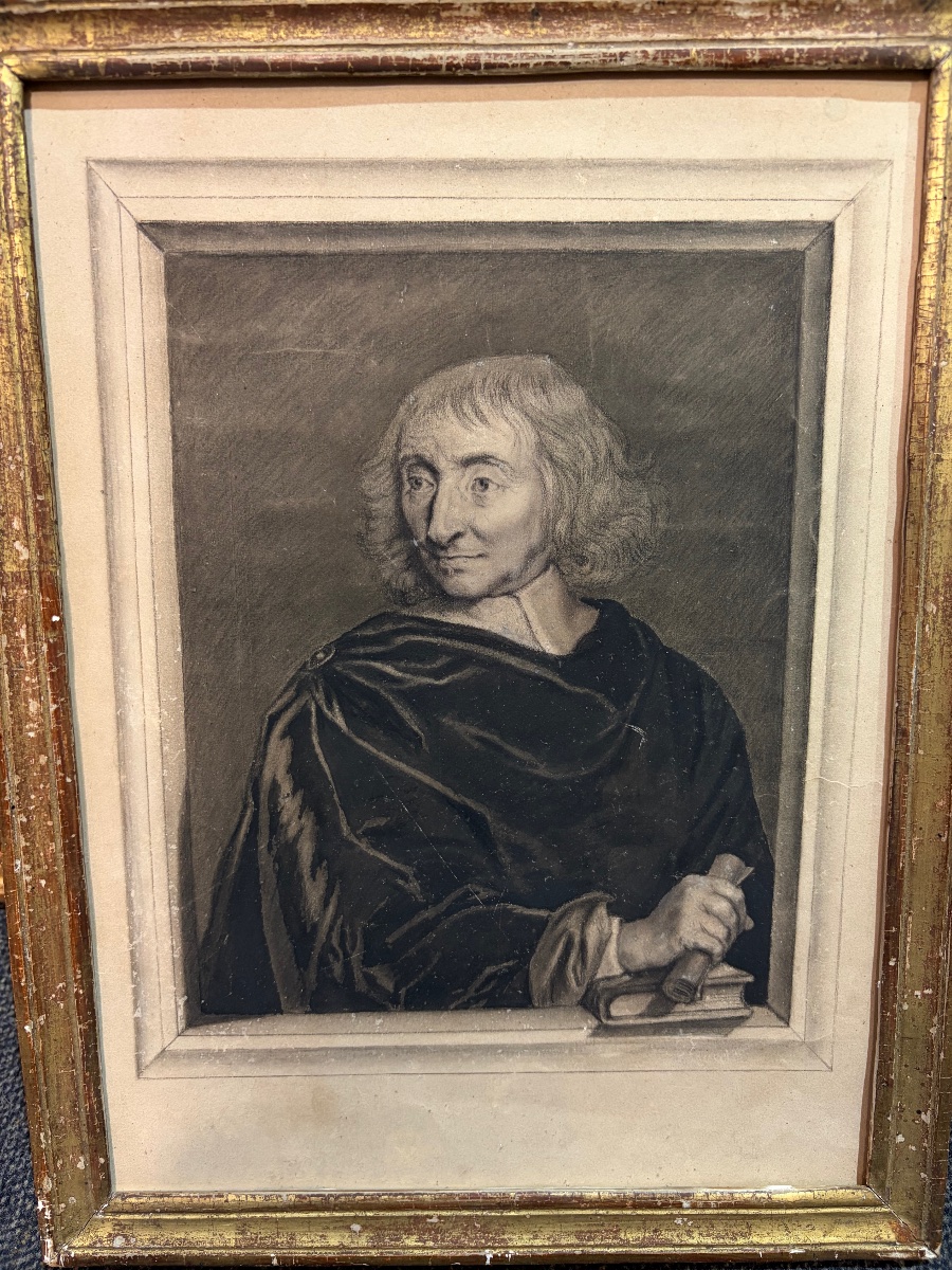 Drawing In Black Chalk And Stump By Robert Arnaud D’andilly, After Ph. De Champaigne.