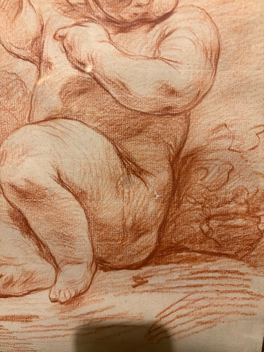 Red Chalk Drawing, Chubby Baby, In The Style Of Pigalle Or Bouchardon. 18th Century. -photo-7