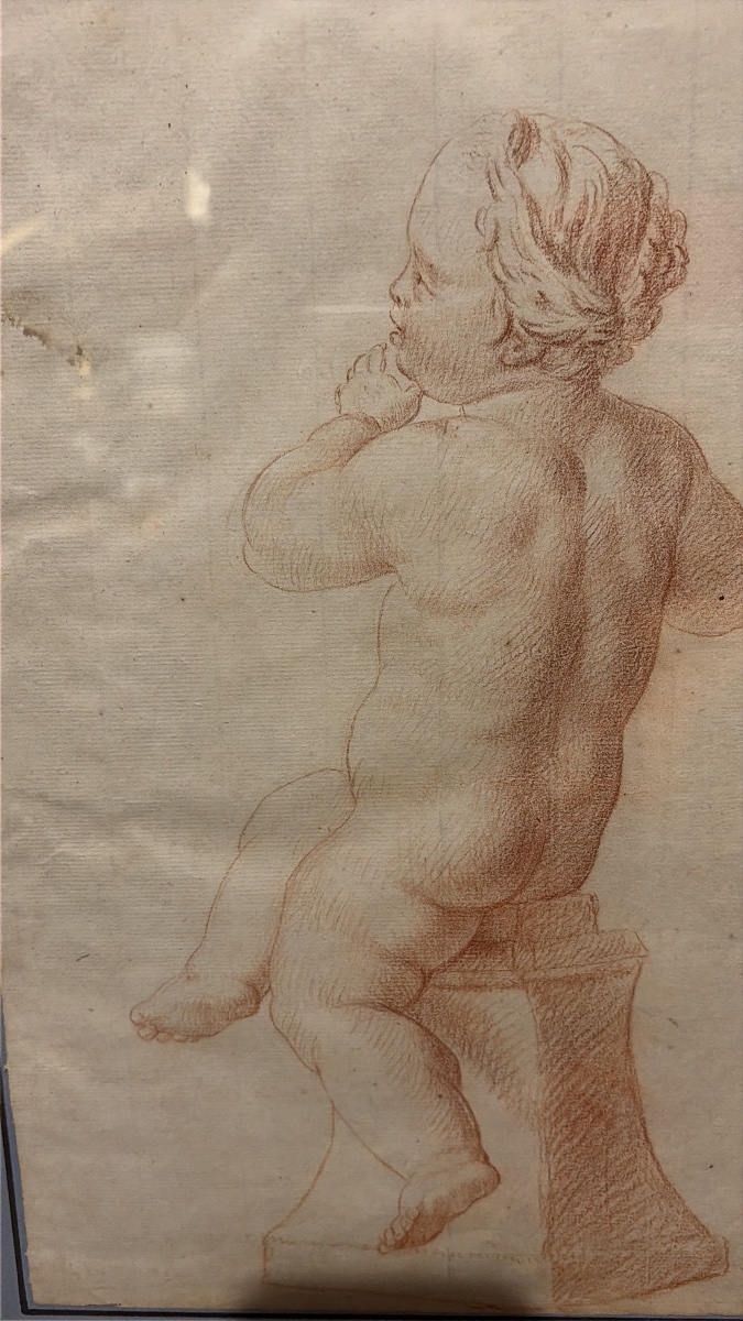 Pair Of Red Chalk Drawings, Studies Of Young Children, 18th Century, France.-photo-2