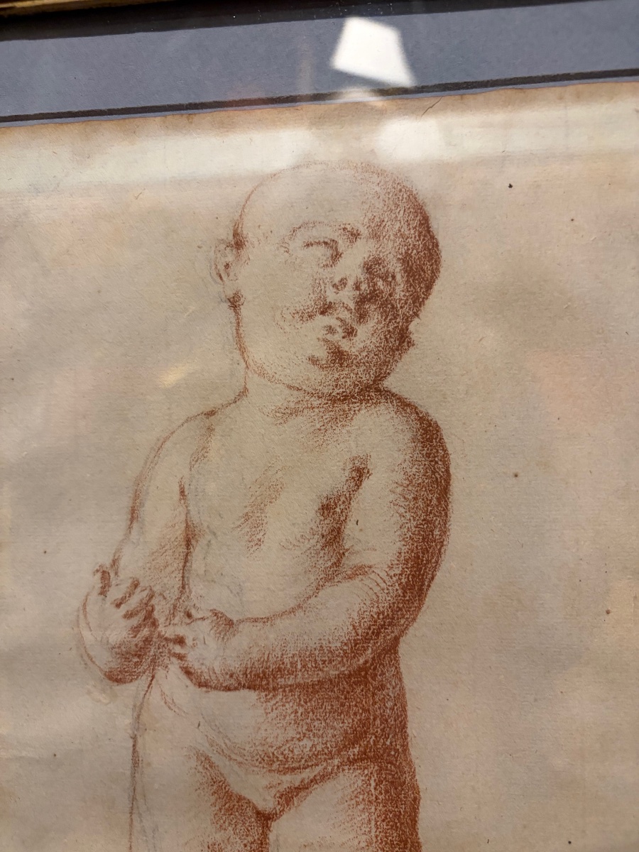 Pair Of Red Chalk Drawings, Studies Of Young Children, 18th Century, France.-photo-1