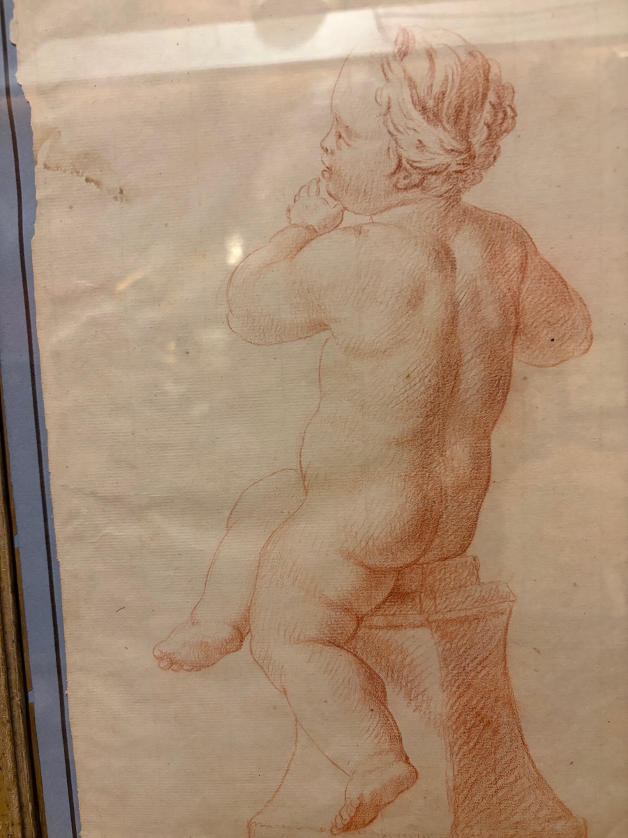 Pair Of Red Chalk Drawings, Studies Of Young Children, 18th Century, France.-photo-2