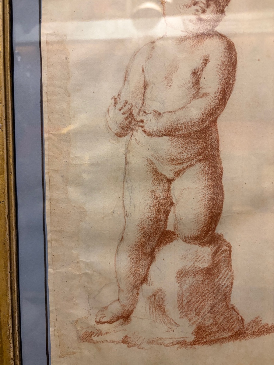 Pair Of Red Chalk Drawings, Studies Of Young Children, 18th Century, France.-photo-8