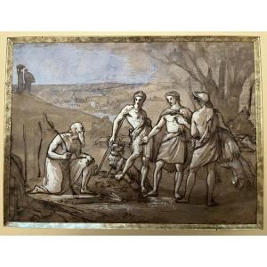 Interesting Gouache Drawing, Mythological Scene? 19th Century.