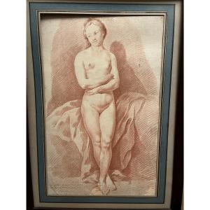 Great French Engraving,  A Nude Young Female. In The Manner Of Sanguine..