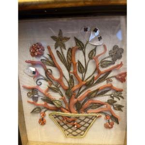 Nice Frame With A Set Of Red Coral. 
