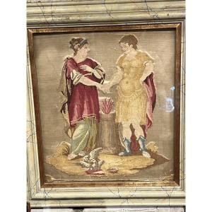 Beautiful Silk From Lyon, “the Fire Of Love”, Early 19th Century. France.