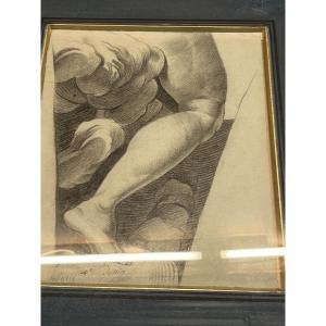 Intéressante étude de jambe pliée avec une nuée. XVII eme siècle. France.