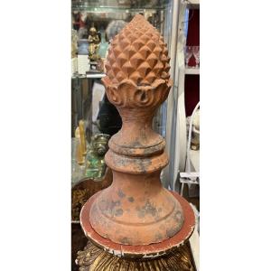 Beautiful Terracotta Pine Cone, Possibly A Ridge Tile. 20th Century.