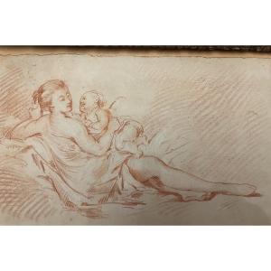 Grande sanguine, suiveur de Boucher, mère et son enfant, XVIII eme siècle. France. 