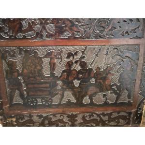 Rare panneau de cassonne, Italie, XVI eme siècle.