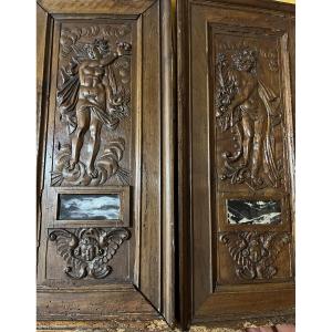 Pair Of Doors From A Renaissance-era Two-part Building. School Of Fontainebleau.