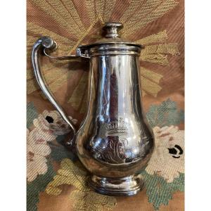 Pot de barbier, métal argenté. XVIII eme.