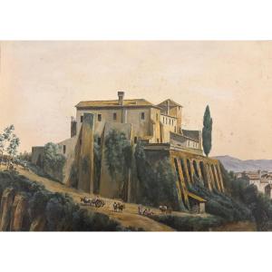 19th Century Watercolor, Animated Italian Landscape.