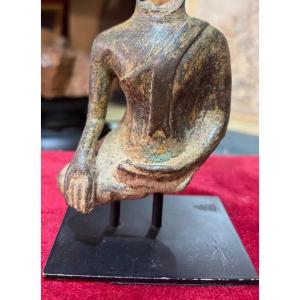 Statuette en bronze, boudha acéphale, assis, Thaïlande, XIX eme siecle.