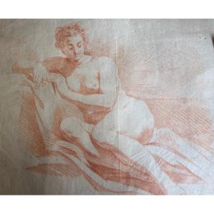 Sanguine XVIII éme siècle, étude de femme nue . France.
