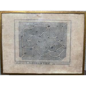 Dessin d’époque XVIII eme s, le LABIRINTE de Versailles Repoduit dans un livre de P. de Nolhac.