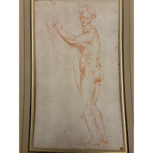Grande étude de femme nue à la sanguine. France, XVII eme ou XVIII éme siècle.