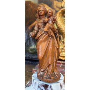 Statuette en buis, Vierge à l’Enfant. XVIII eme siècle, France.